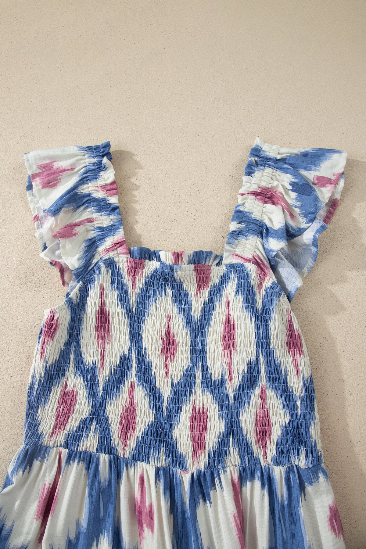 Blue Ruffle Square-Neck Maxi Dress