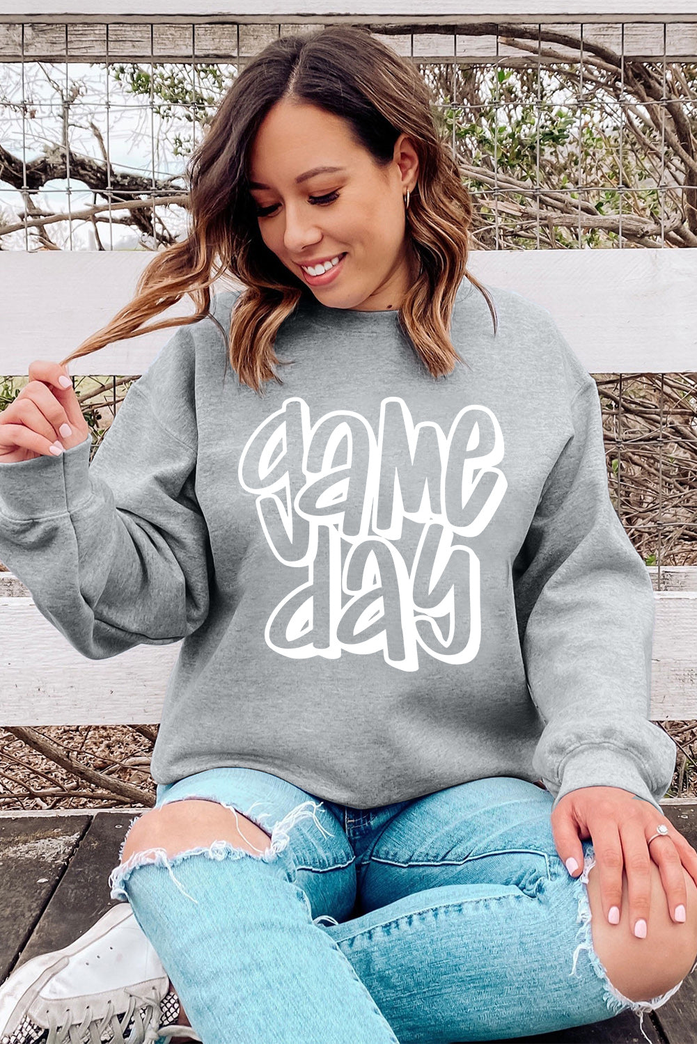 Gray Game Day Crew Neck Sweatshirt