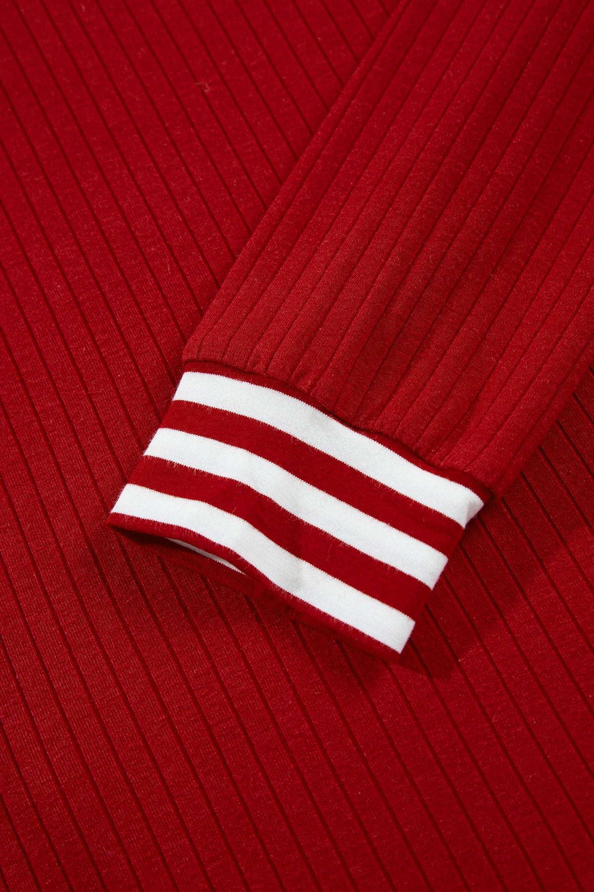Red Dahlia Striped Tie Collar Long Sleeve Top