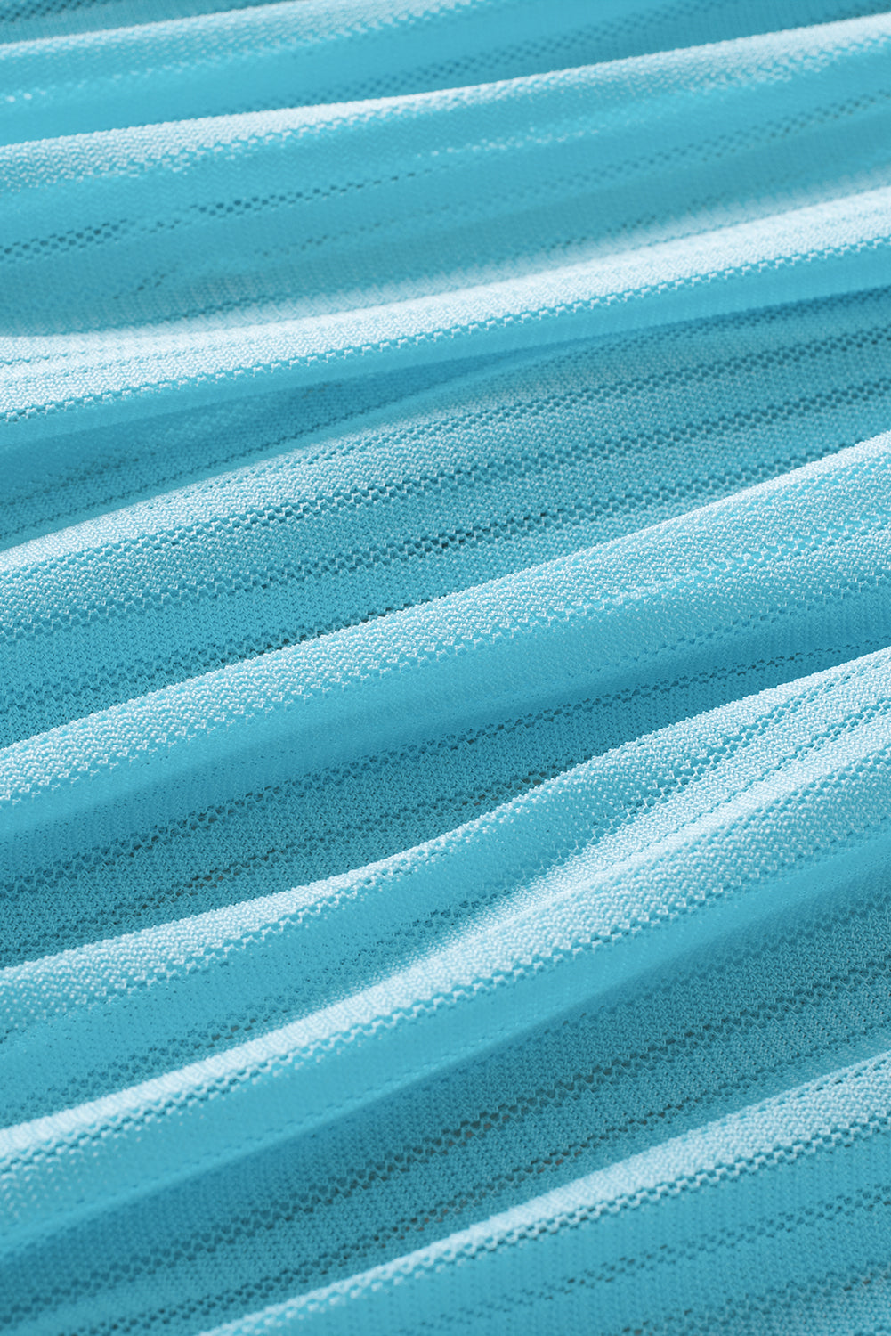 Turquoise Striped Mesh Tankini
