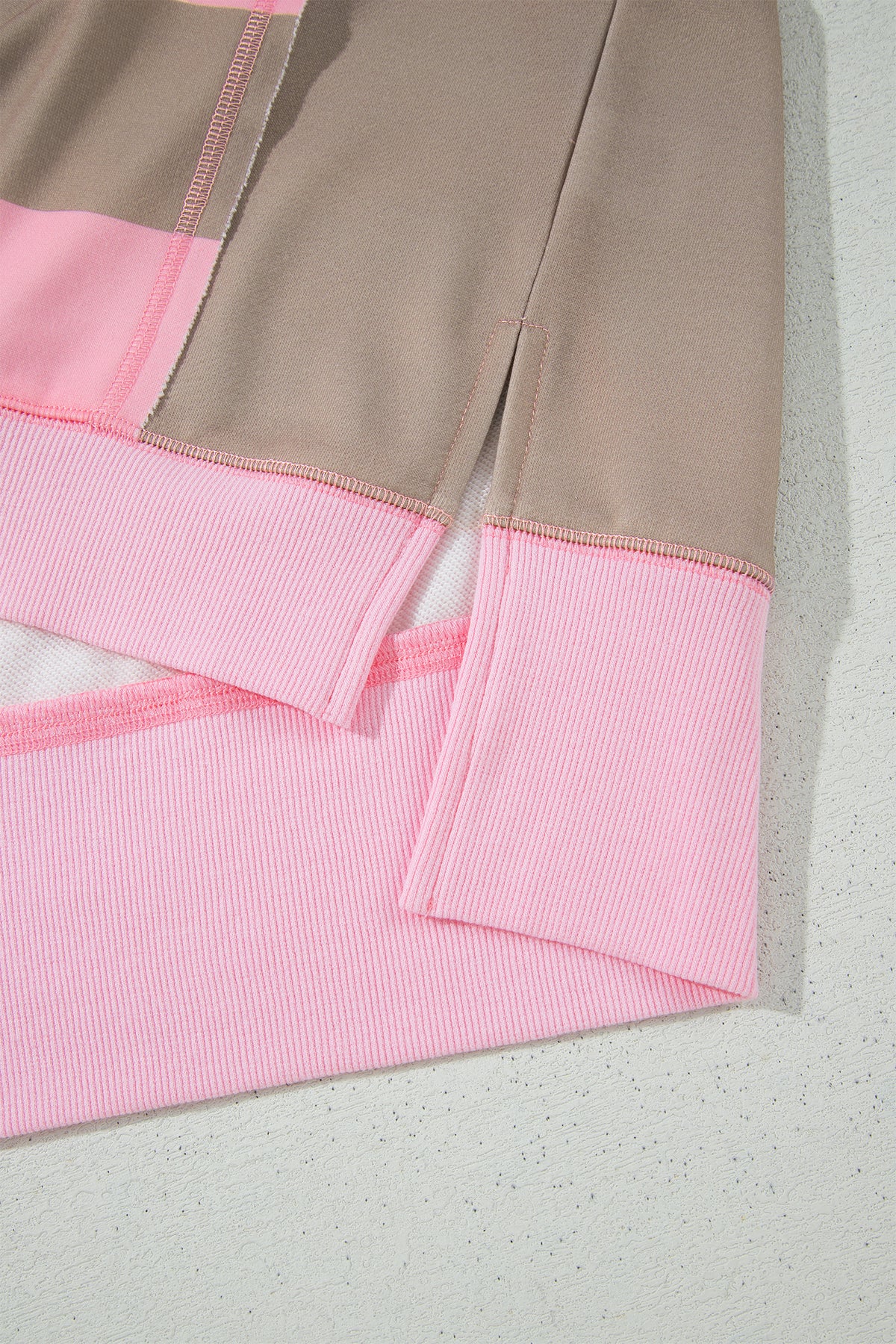 Pink Stripe Striped Patch Pocket Oversized Sweatshirt