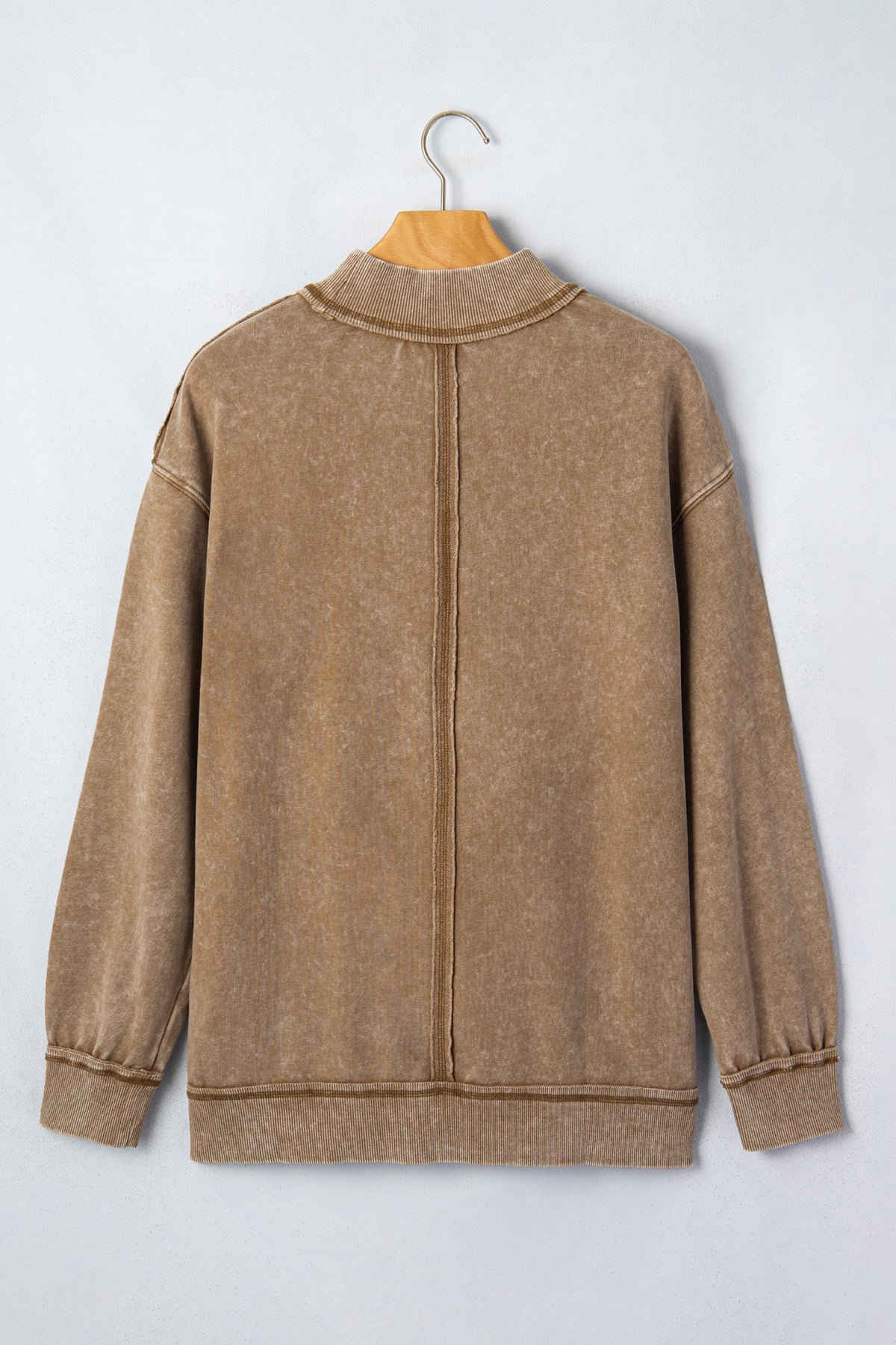 Brown Washed Vintage High Neck Sweatshirt