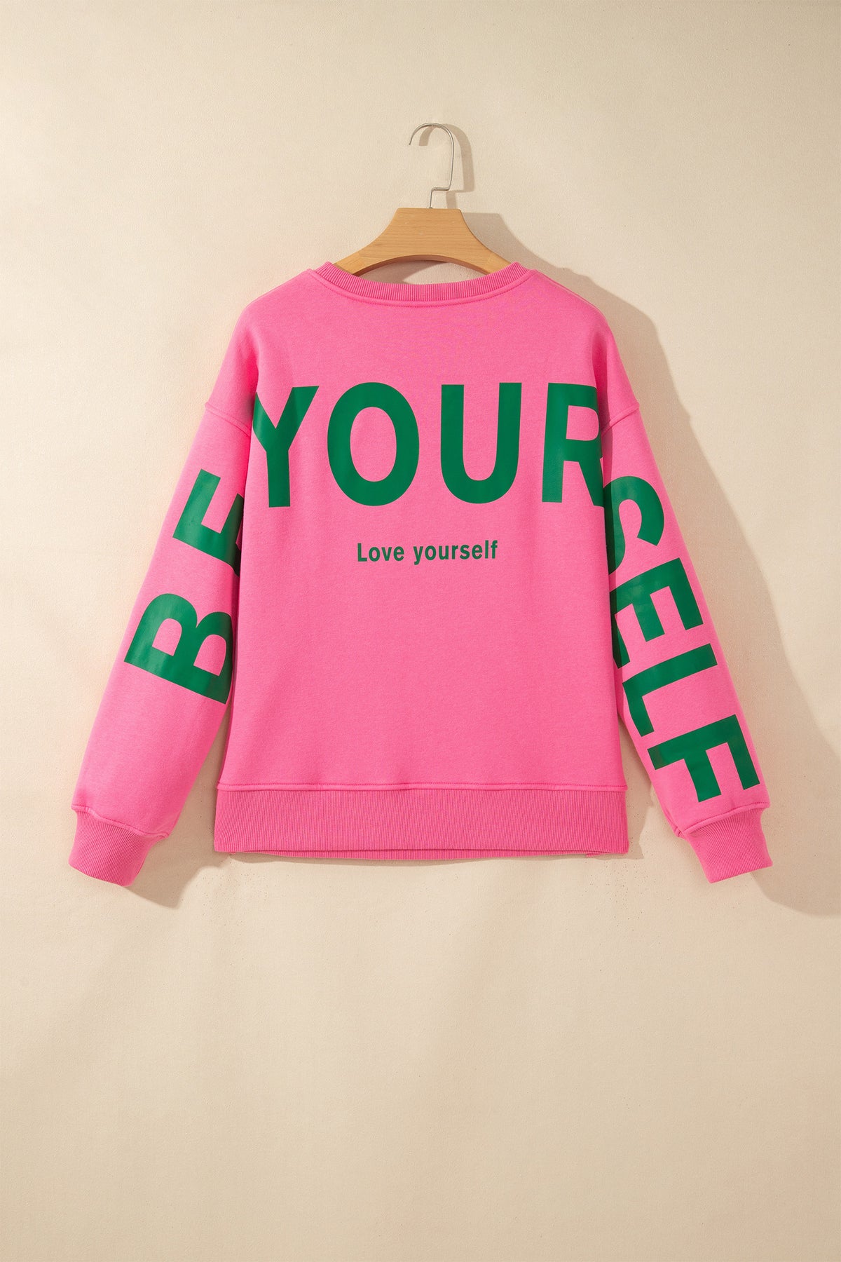 Sachet Pink Slogan Print Round Neck Sweatshirt