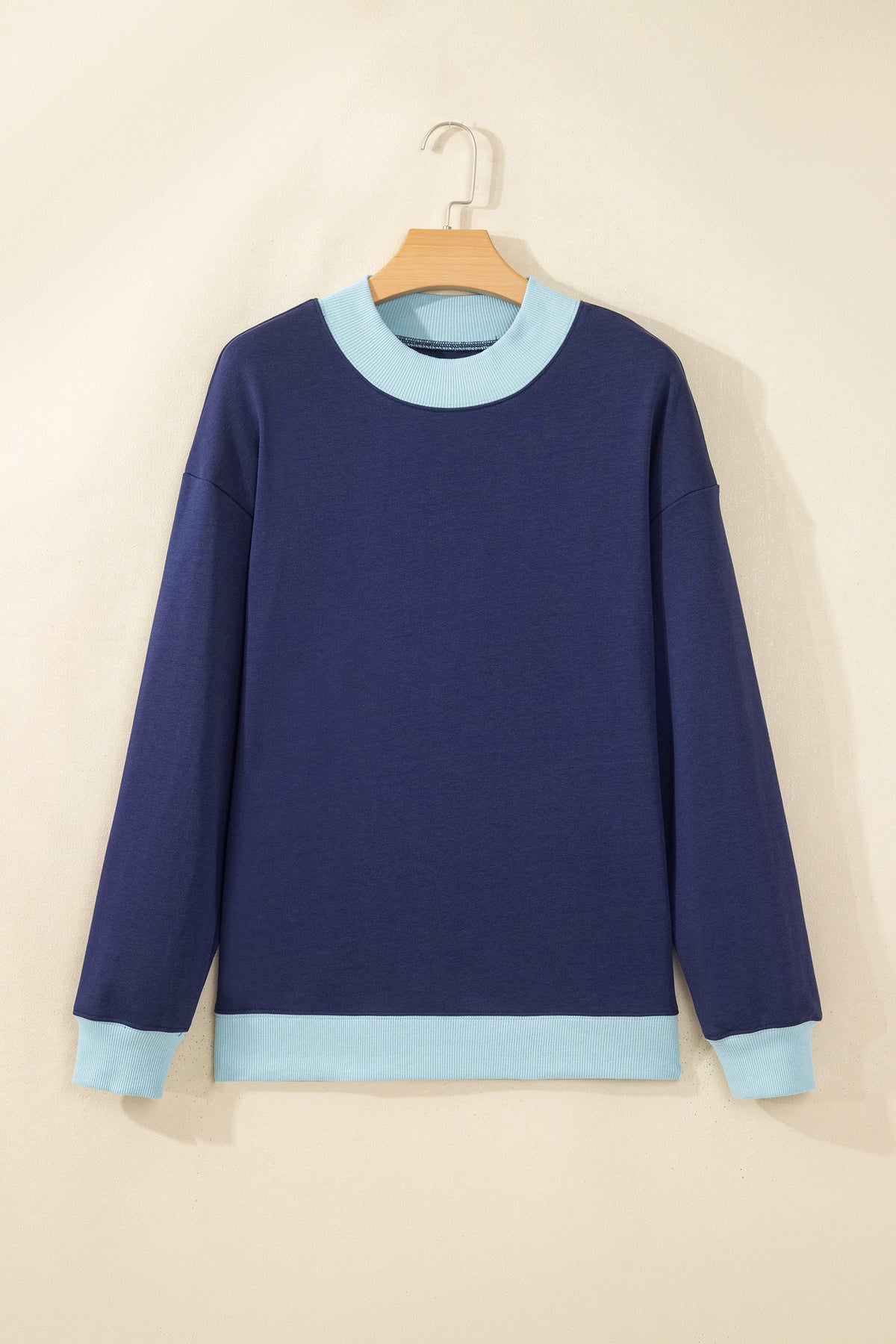 Dirty blue Colorblock Trim Crewneck Sweatshirt
