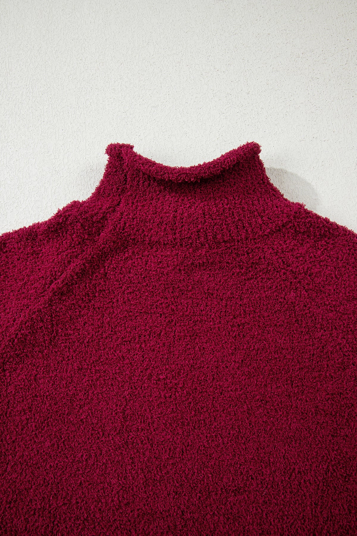 Burgundy Popcorn Mock Neck Solid Sweater