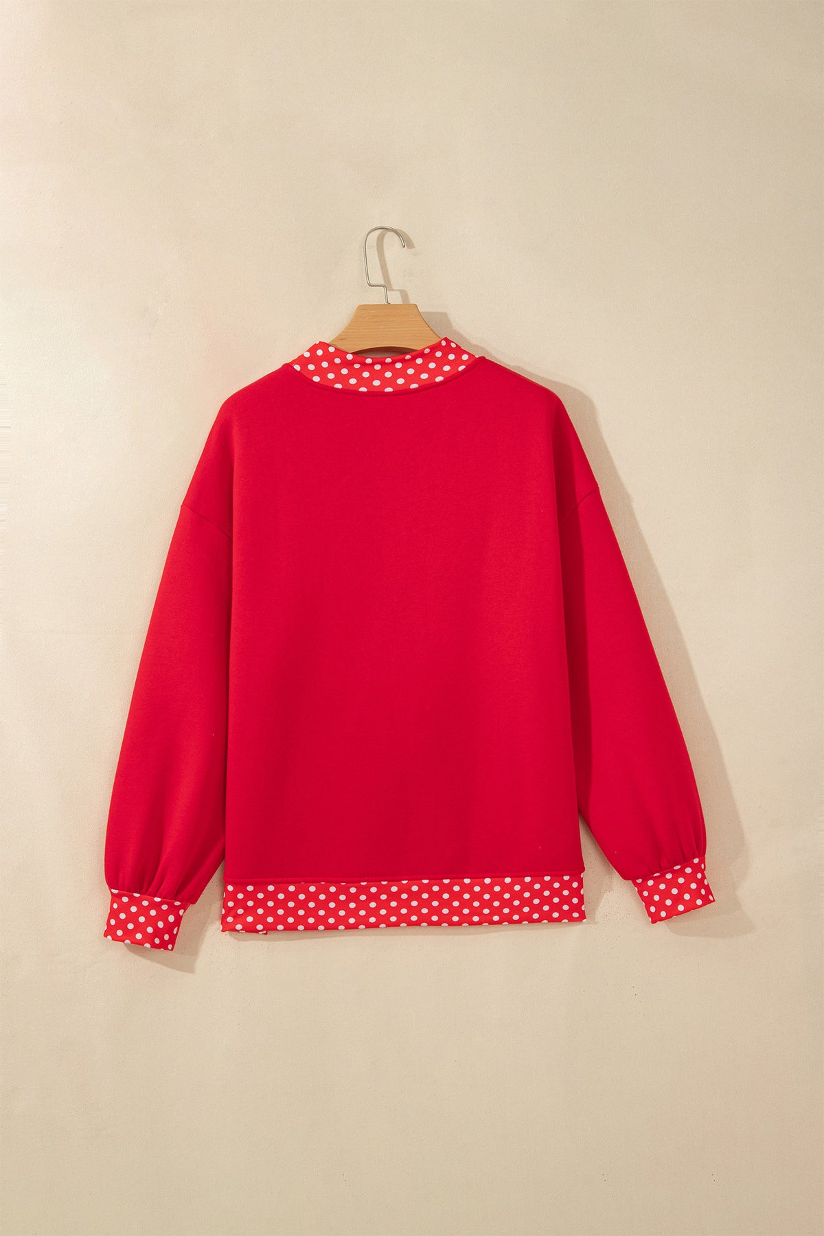 Dirty blue Polka Dot Letter Print Mock Neck Sweatshirt