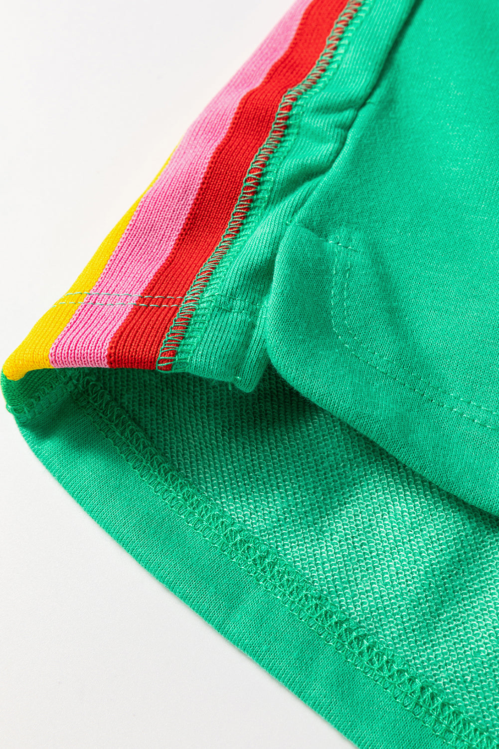 Sea Green Rainbow Colorblock Collared Short Sleeve Top Shorts Set