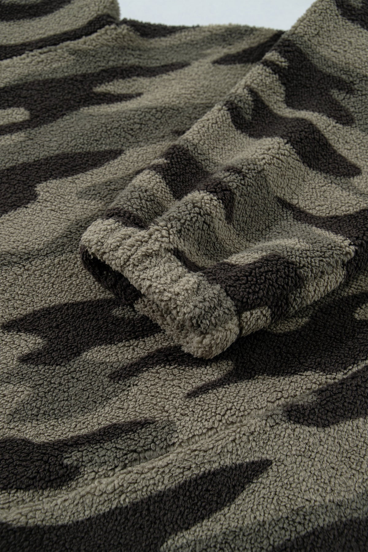 Multicolor Camo Fleece Half Zip Pocket Sweatshirt