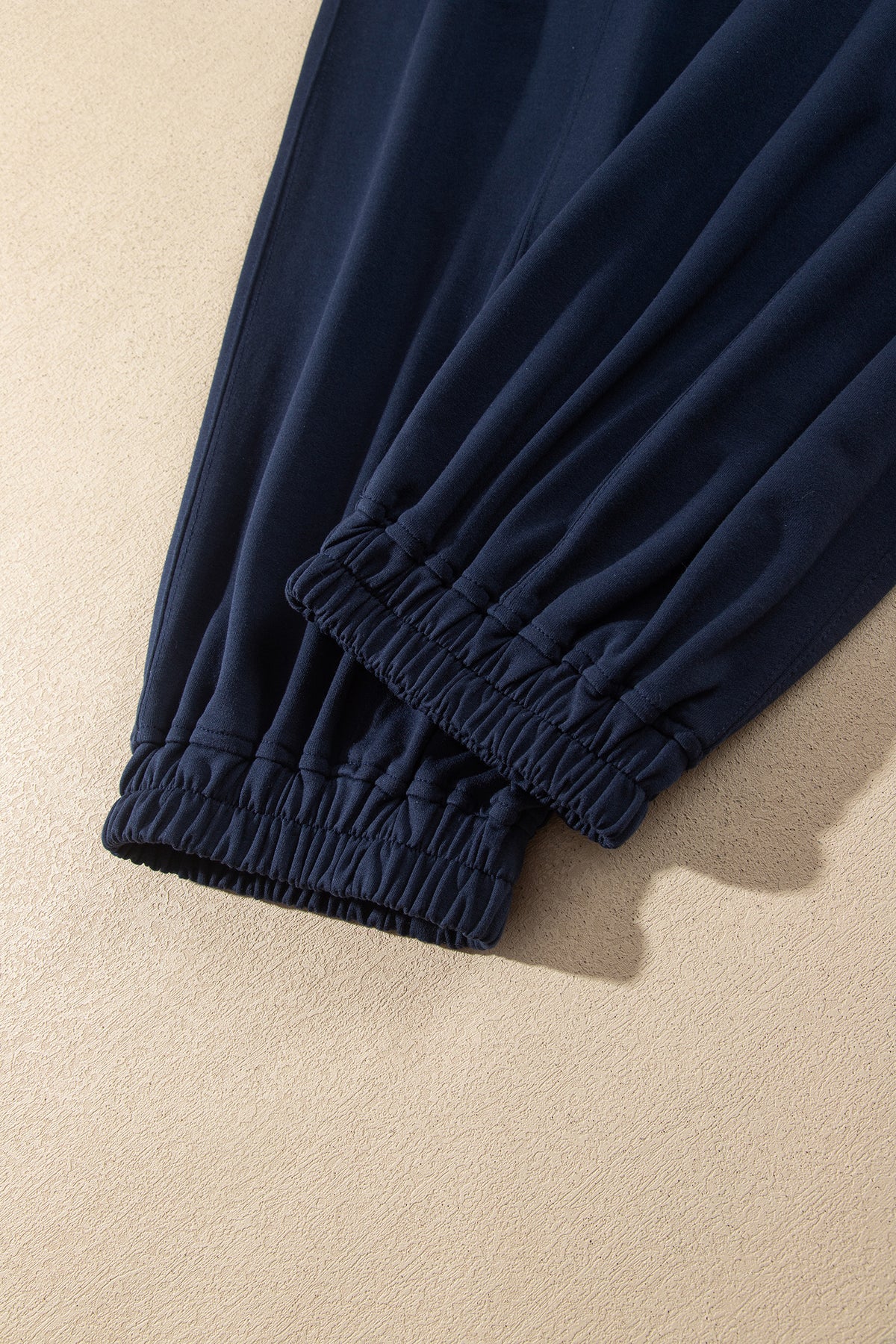 Dirty blue Elastic Waist Drawstring Wide Leg Full-Length Pants