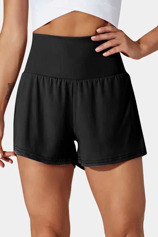Black Wide-Waistband Swim Shorts