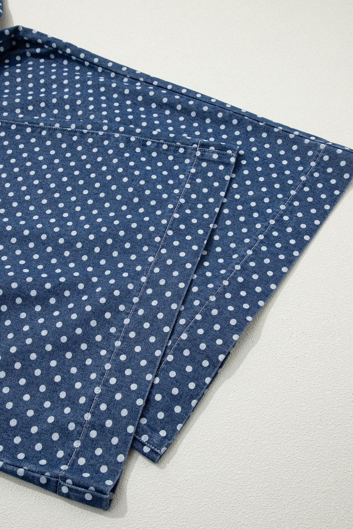 Sky Blue Polka Dot Print Button Pleated Wide Leg Jeans